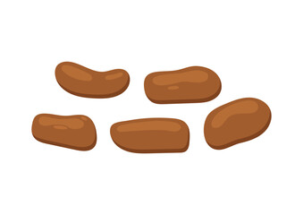 Poop excrement for bristol scale chart soft blobs. 5 type of poo - passed easily cartoon vector icon isolated on white background. Flat design vector clip art poo illustration.