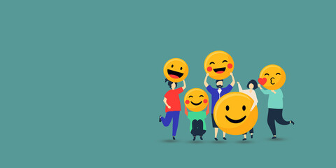 emojis icon set with feelings reactions faces of cartoon characters.