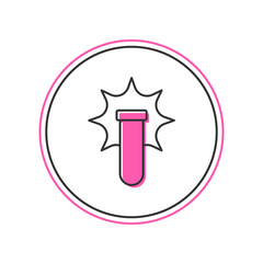 Filled outline Chemical experiment, explosion in the flask icon isolated on white background. Chemical explosion in a test tube. Vector