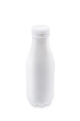 White plastic bottle with milk on a white isolated background
