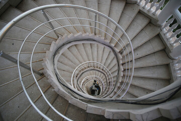 Obraz premium spiral staircase top view