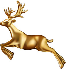 Fototapeta na wymiar Golden deer 3d decoration for christmas and new year design.