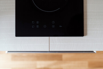 top view of electric induction stove in kitchen
