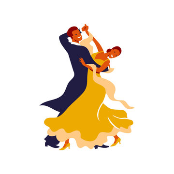 Dancing couple. Trendy vector illustration of professional