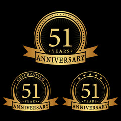 51 years anniversary logo collections. Set of 51st Anniversary logotype template. Vector and illustration.