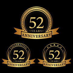 Fototapeta premium 52 years anniversary logo collections. Set of 52nd Anniversary logotype template. Vector and illustration.