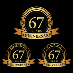 67 years anniversary logo collections. Set of 67th Anniversary logotype template. Vector and illustration.