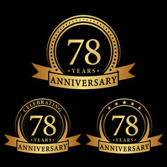 78 years anniversary logo collections. Set of 78th Anniversary logotype template. Vector and illustration.