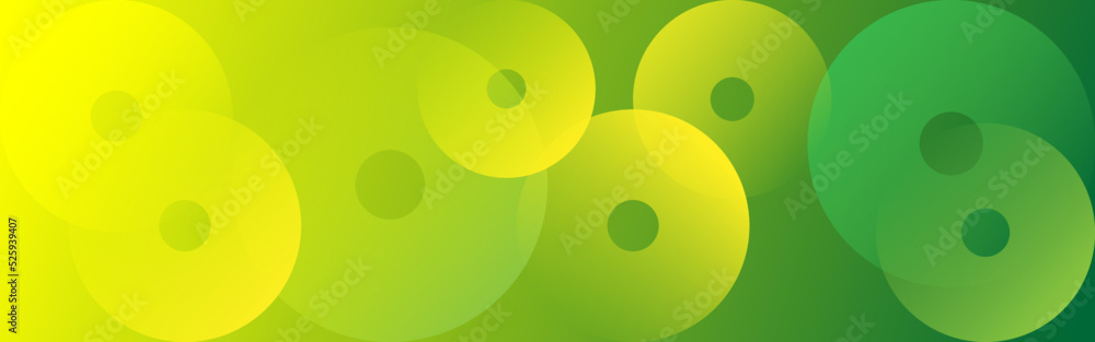 Poster circles abstract tech banner design glowing dots bokeh style geometrical green background