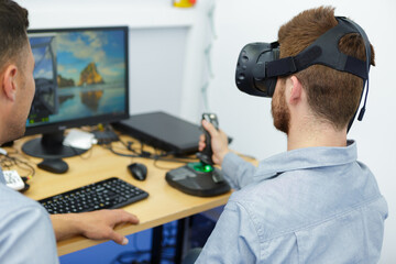 young man wearing virtual reality headset