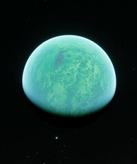 Artist impression of a green exoplanet