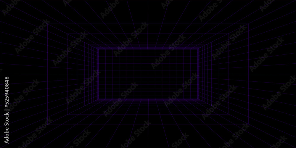 Poster Vector Rectangle with Grid Texture. Abstract Futuristic 3d Concept. Metaverse Illustration