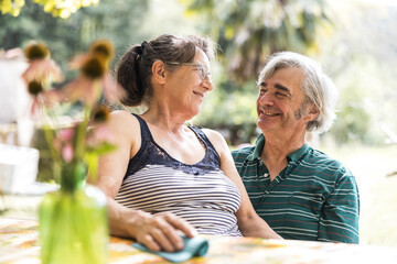 Senior Couple Smiling and having Lovely Moments Together outdoor