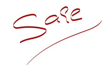 Original, beautiful handwritten inscription in red - sale, banner concept, stickers.