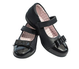 Black shine leather girl shoes