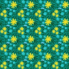 Obraz premium Floral spring summer seamless flower and berries pattern for wrapping paper and accessories and kids