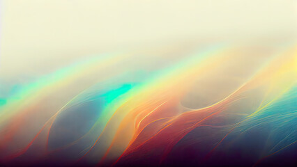 Obraz premium Pastel iridescent, colorful liquid abstract shape. Colorful rainbow illustration. 3D render of modern shapes. Elegant design. 