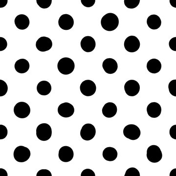 Vector seamless polka dot pattern, hand drawn. Cute design for wrapping paper, textile, stationery, wallpaper.