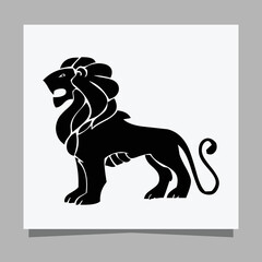 black lion logo on white paper with shadow, perfect for business logos and business cards