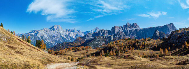 Autumn Dolomites mountain rocky view, Sudtirol, Italy