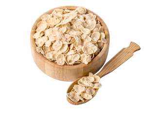 Oatmeal in wooden bowl