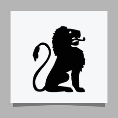 black lion logo on white paper with shadow, perfect for business logos and business cards