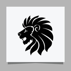 black lion logo on white paper with shadow, perfect for business logos and business cards