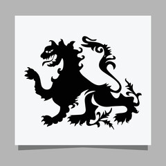 black lion logo on white paper with shadow, perfect for business logos and business cards