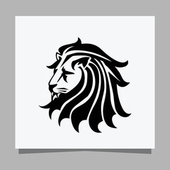 black lion logo on white paper with shadow, perfect for business logos and business cards