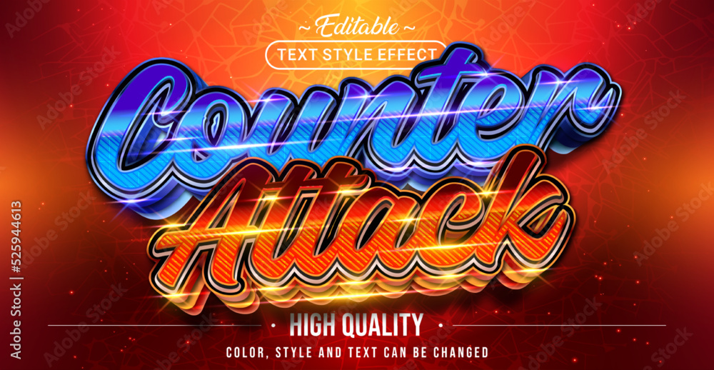 Aufkleber Editable text style effect - Counter Attack text style theme.