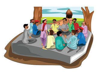 Indian village people having panchayat meetings