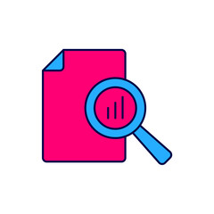 Filled outline Document with graph chart icon isolated on white background. Report text file icon. Accounting sign. Audit, analysis, planning. Vector