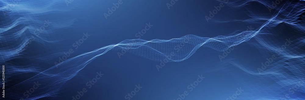 Poster abstract blue background. dark low poly triangle pattern. virtual computer landscape. technology sty