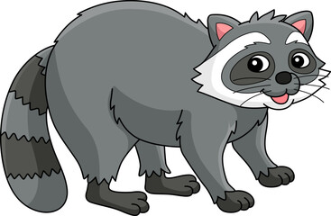 Racoon Animal Cartoon Colored Clipart Illustration