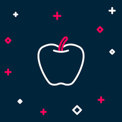 Line Apple icon isolated on blue background. Excess weight. Healthy diet menu. Fitness diet apple. Colorful outline concept. Vector