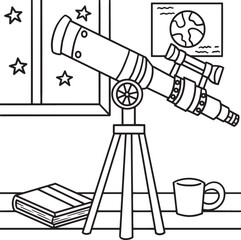 Telescope Coloring Page for Kids