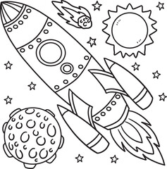 Space Shuttle Coloring Page for Kids