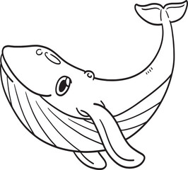 Whale Animal Isolated Coloring Page for Kids