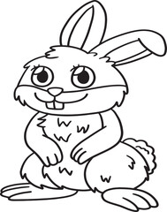 Fototapeta na wymiar Rabbit Animal Isolated Coloring Page for Kids