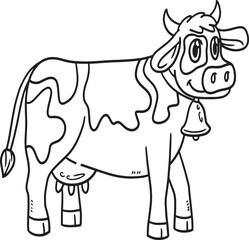 Cow Animal Isolated Coloring Page for Kids