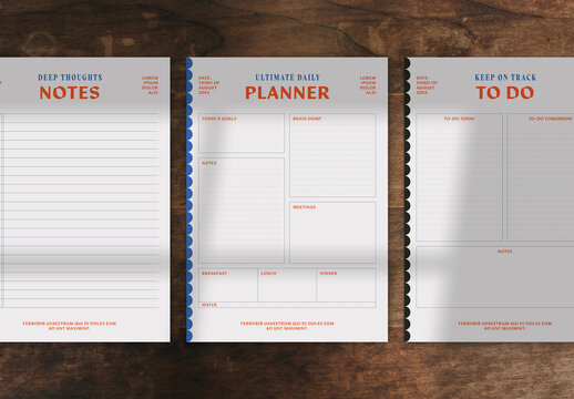 Set of Planners with Blue and Orange Accents