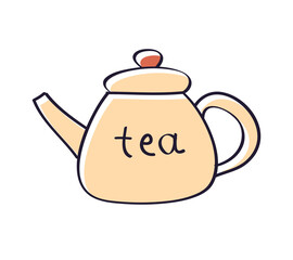 Obraz premium Teapot kettle with tea hot drink isolated vector illustration