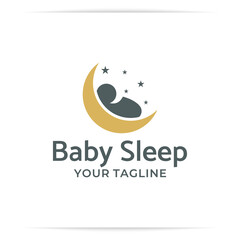 moon baby sleep logo design vector, night, star