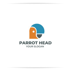 logo design p head for parrot bird vector, 