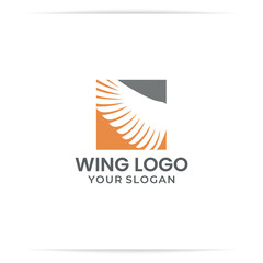 wing negative space logo design vector, feather, pinion