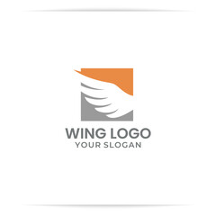 wing negative space logo design vector, feather, pinion