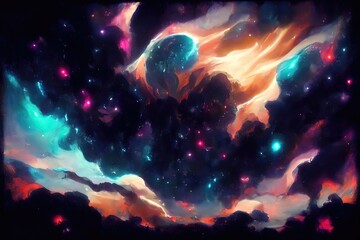 Fototapeta na wymiar Colorful Space Nebula, Galaxy, Universe