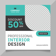 Modern interior design social media post template