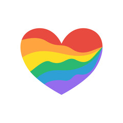 Tęczowe serce na białym tle - symbol ruchu LGBTQ+. Koncept równości, różnorodności, miłości, inkluzywność. Gay Pride, lgbt. Ilustracja wektorowa. - obrazy, fototapety, plakaty