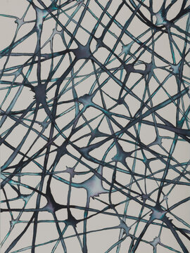 Neurons Blue Illustration watercolor neurology mental health.